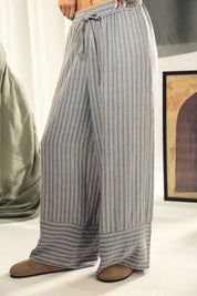 striped wide leg pants Grey