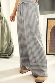 striped wide leg pants Grey
