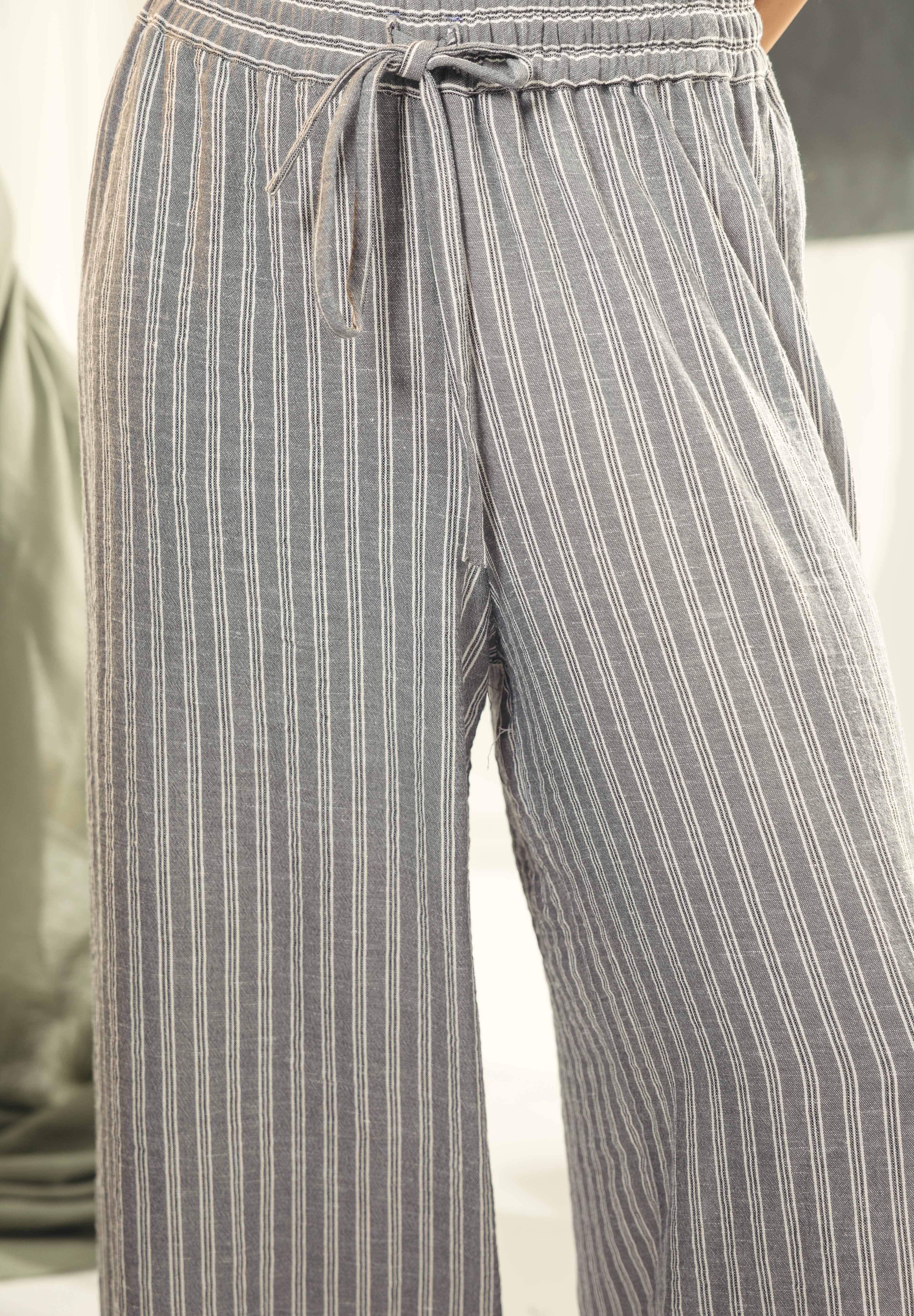 striped wide leg pants Grey