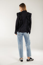 Breezy Ruffle Cardigan BLACK