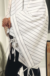 oversized striped shirt with back straw string White & Black