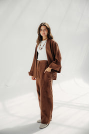 Aslightly Balloon pants with cuts and seams Light Brown