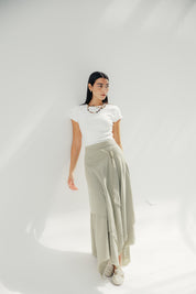 A Flowy skirt with different lengths Olive