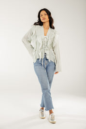 Breezy Ruffle Cardigan Mint