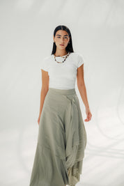 A Flowy skirt with different lengths Olive
