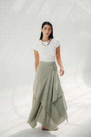 A Flowy skirt with different lengths Olive