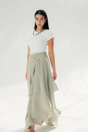 A Flowy skirt with different lengths Olive
