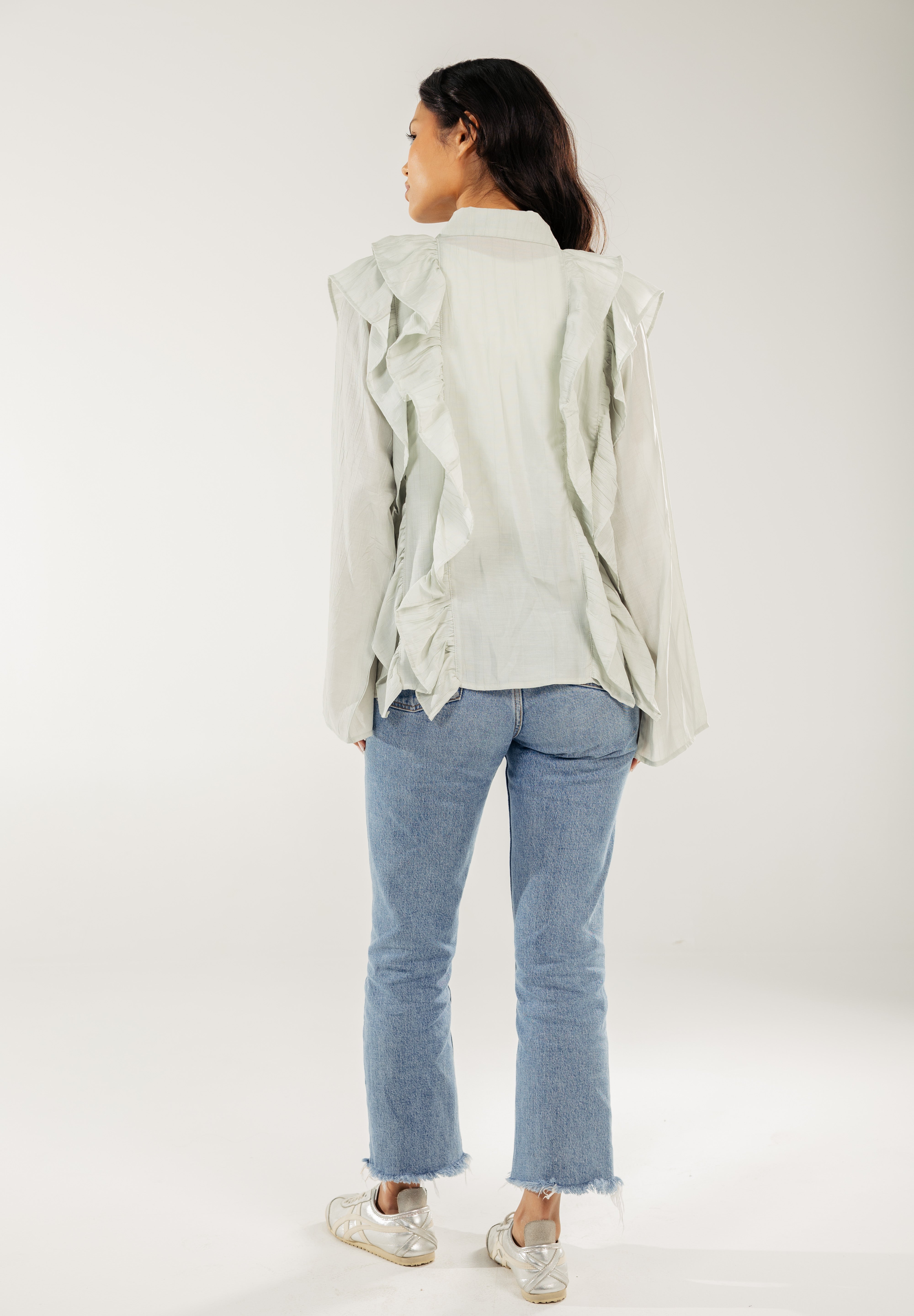 Breezy Ruffle Cardigan Mint