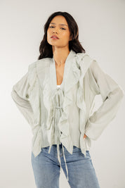 Breezy Ruffle Cardigan Mint