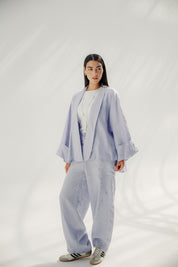 Aslightly Balloon pants with cuts and seams Babyblue