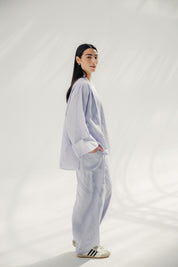 Cardigan with a cut in the sides and collars with curved ends Light Brown