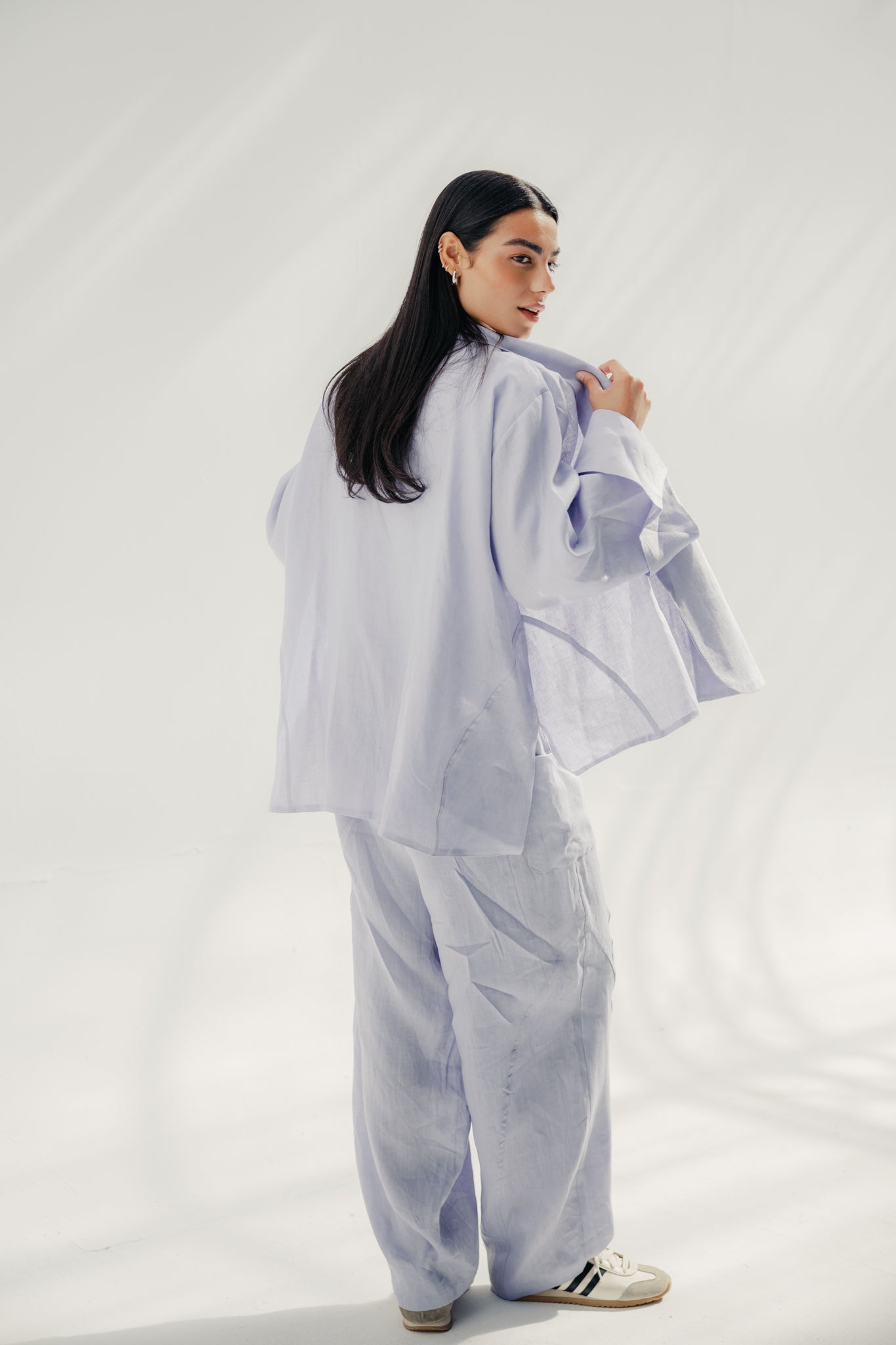 Aslightly Balloon pants with cuts and seams Babyblue