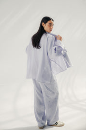Aslightly Balloon pants with cuts and seams Babyblue