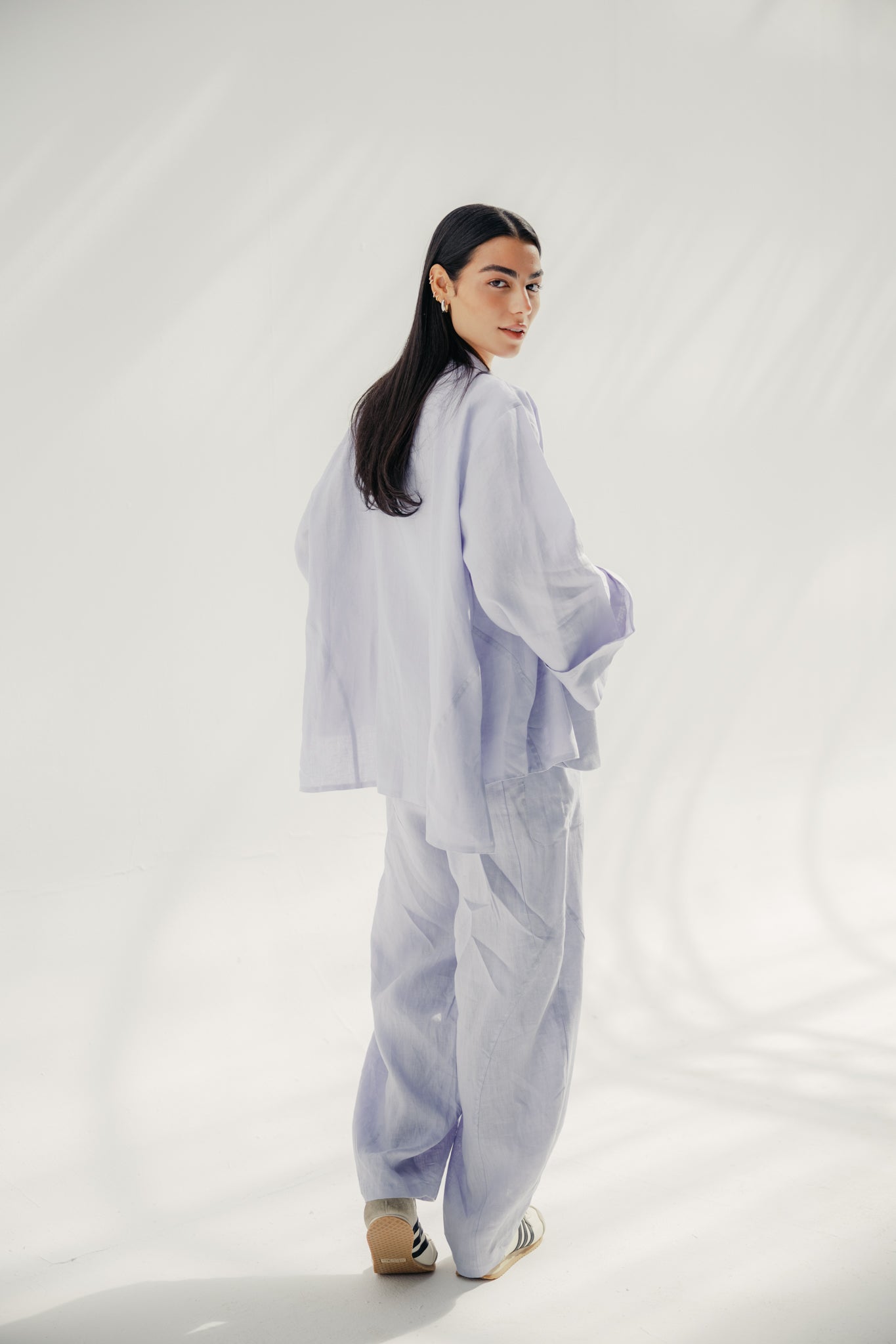 Aslightly Balloon pants with cuts and seams Babyblue