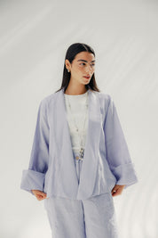 Cardigan with a cut in the sides and collars with curved ends Light Brown