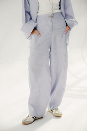 Aslightly Balloon pants with cuts and seams Babyblue