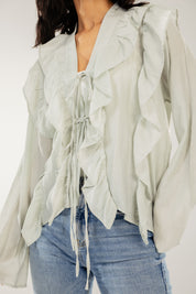 Breezy Ruffle Cardigan Mint