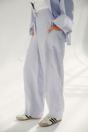 Aslightly Balloon pants with cuts and seams Babyblue