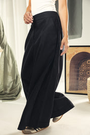 Wide leg pant with pleats Black