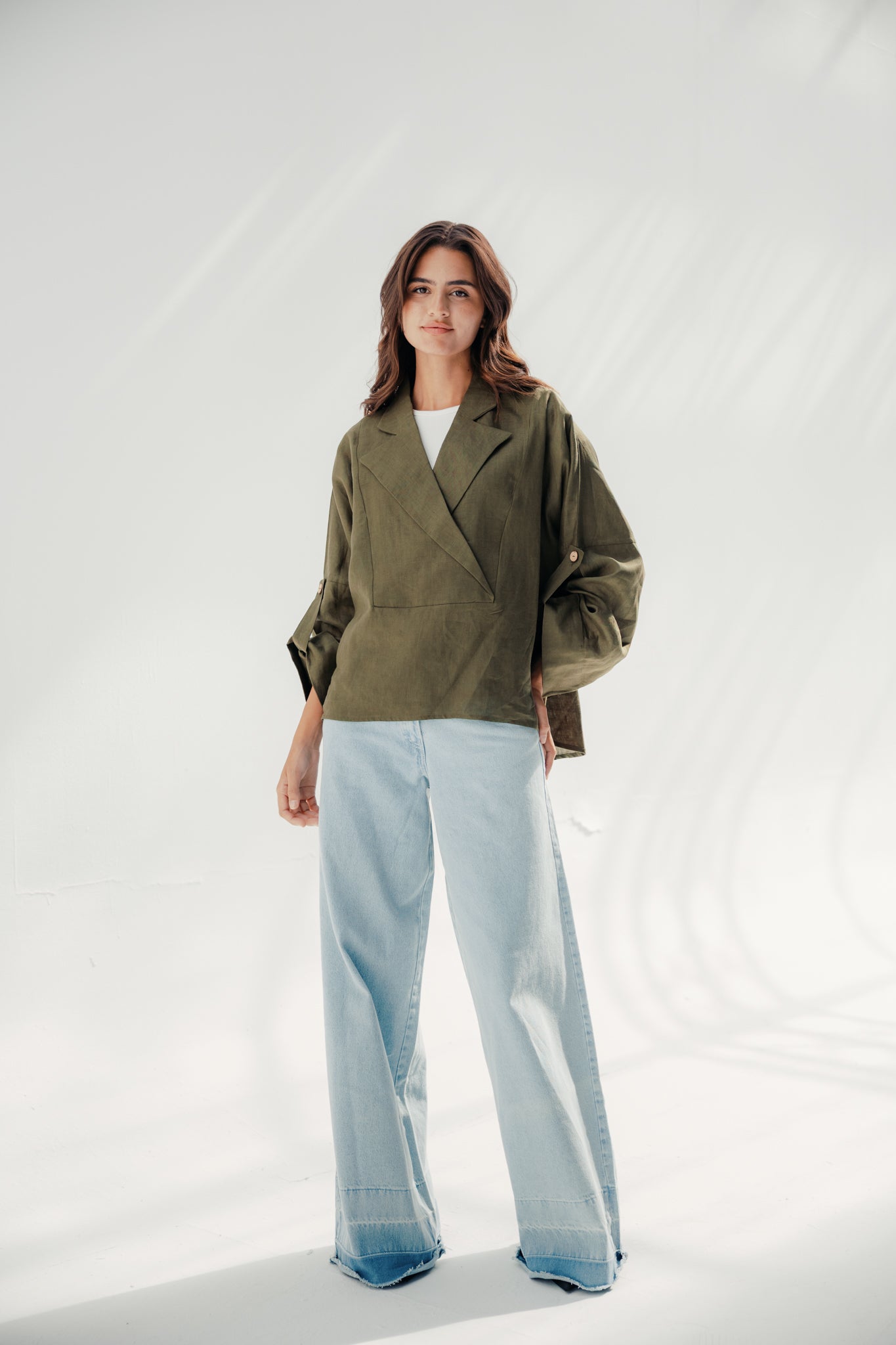 Blazer collars boho blouse Olive