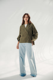 Blazer collars boho blouse Olive