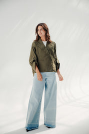 Blazer collars boho blouse Olive