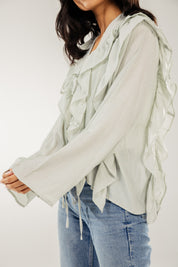 Breezy Ruffle Cardigan Mint