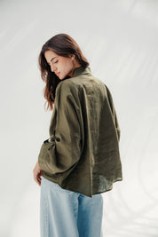 Blazer collars boho blouse Olive