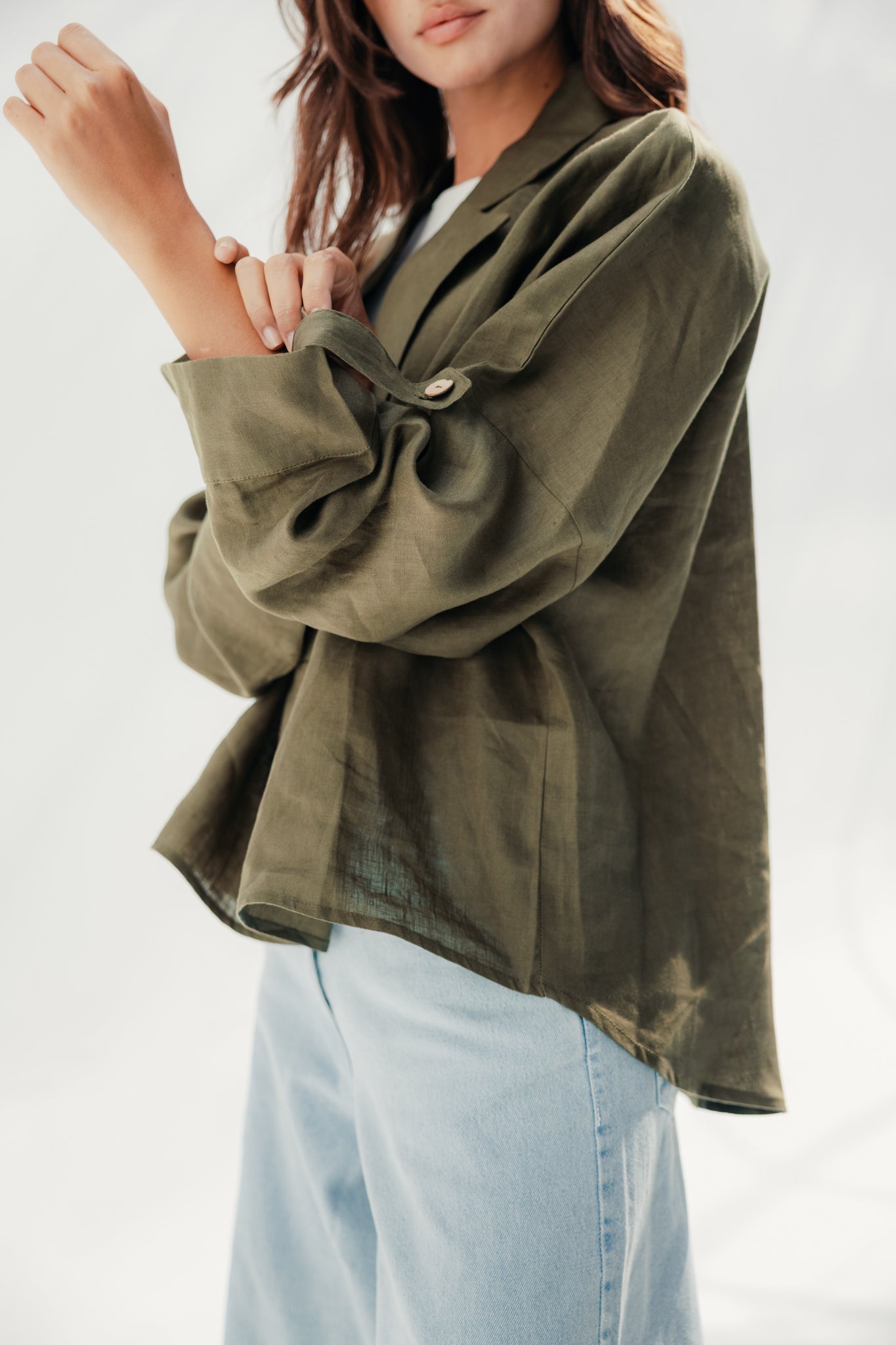 Blazer collars boho blouse Olive