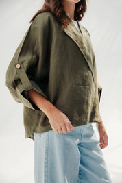 Blazer collars boho blouse Olive