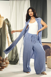 striped wide leg comfy pants Blue and white