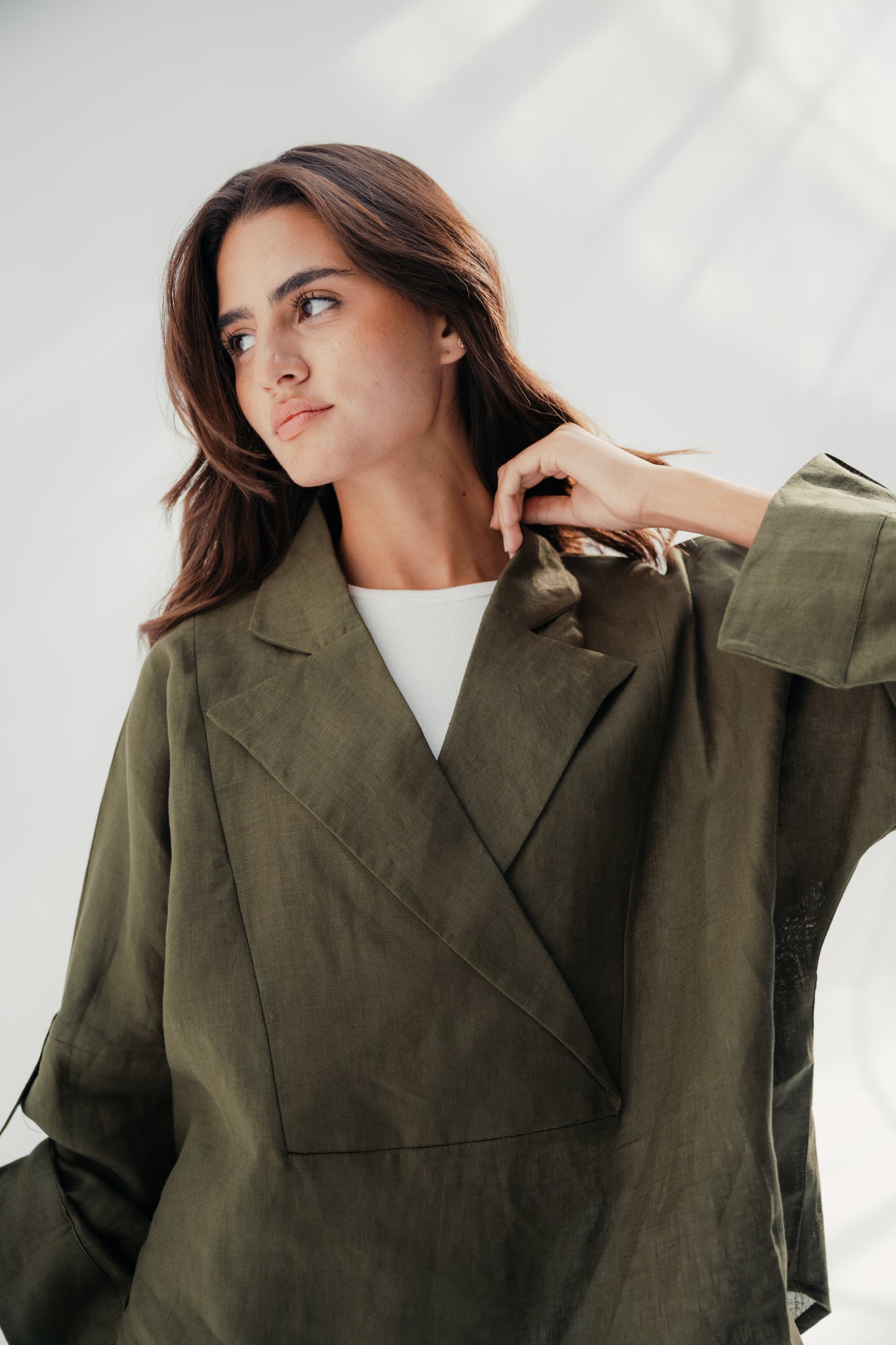Blazer collars boho blouse Olive
