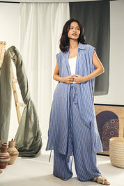 striped wide leg comfy pants Blue and white