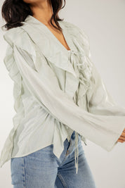 Breezy Ruffle Cardigan Mint