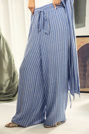striped wide leg comfy pants Blue and white