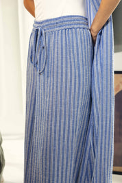 striped wide leg comfy pants Blue and white