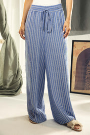 striped wide leg comfy pants Blue and white