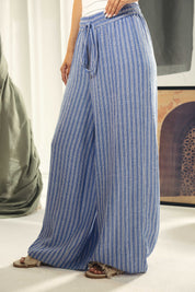 striped wide leg comfy pants Blue and white