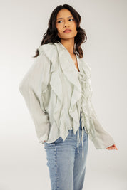 Breezy Ruffle Cardigan Mint