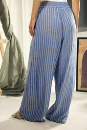 striped wide leg comfy pants Blue and white