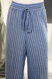 striped wide leg comfy pants Blue and white