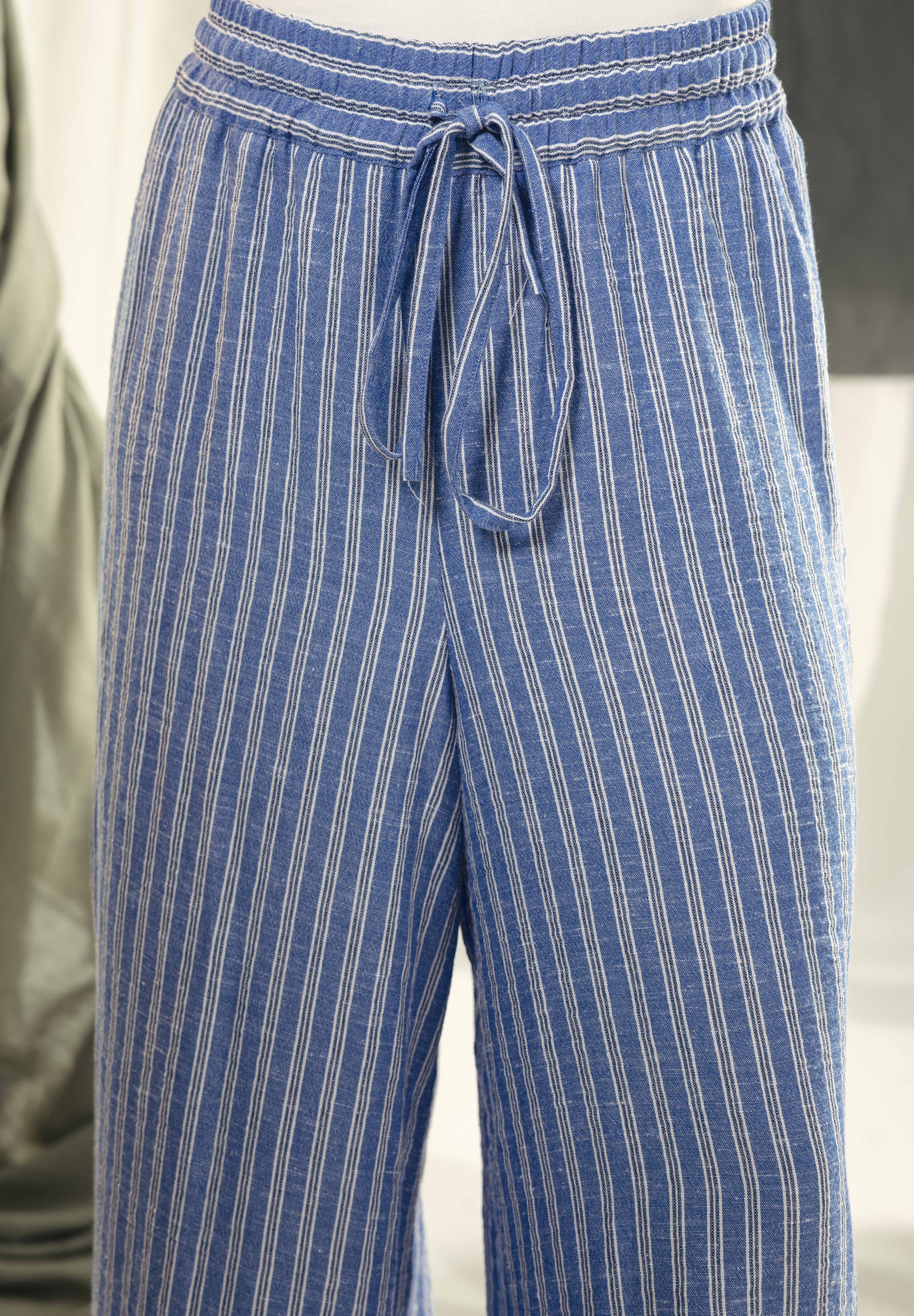 striped wide leg comfy pants Blue and white