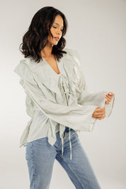 Breezy Ruffle Cardigan Mint