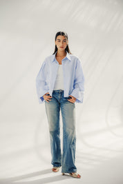 Volume-Sleeve Shirt Baby Blue