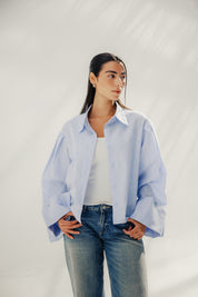 Volume-Sleeve Shirt Baby Blue