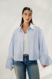 Volume-Sleeve Shirt Baby Blue