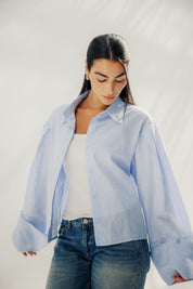 Volume-Sleeve Shirt Baby Blue