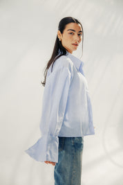 Volume-Sleeve Shirt Baby Blue