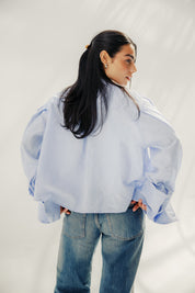 Volume-Sleeve Shirt Baby Blue