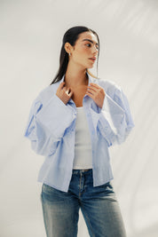 Volume-Sleeve Shirt Baby Blue
